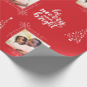 一メリー枚の写真で真っ赤なクリスマス ラッピングペーパー (角)