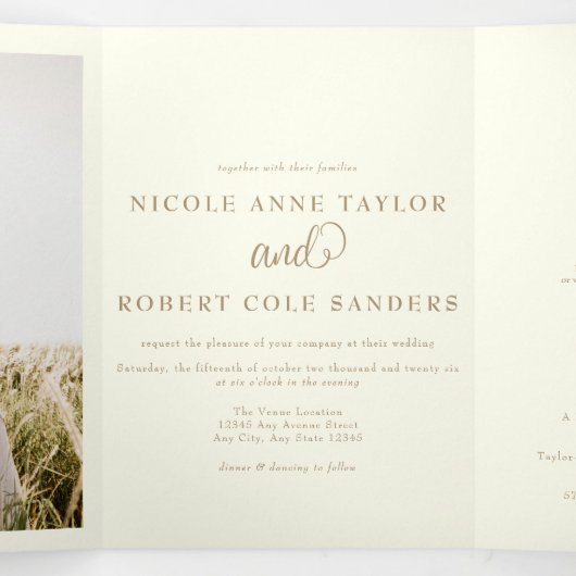 一モダンつにまとめて | 2フォト結婚式招待状 三つ折りプログラム (内部中)