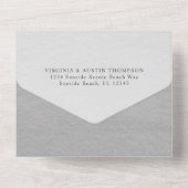 一モダンつの結婚招待状に灰色の オールインワン招待状 (裏面)