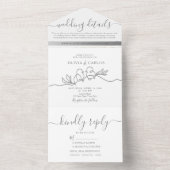 一モダンつの結婚Invitaでミニマルな脚本 オールインワン招待状 (内側)