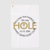 一モダンつの黒と金ゴールドの穴 ゴルフタオル (正面)