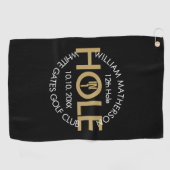 一モダンつの黒と金ゴールドの穴 ゴルフタオル (横)