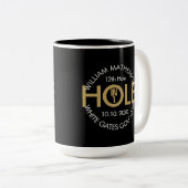 一モダンつの黒と金ゴールドの穴 ツートーンマグカップ (正面右)