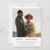 一モダンつのQRコード写真のミニマル結婚リスト 招待状 (正面)