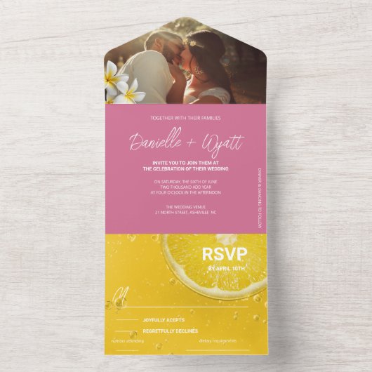 一モダンイタリアン婚式で夏を満喫 オールインワン招待状 (内側)