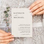 一モダンタイポグラフィにクリームシンプル結婚 招待状