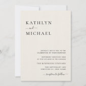 一モダンタイポグラフィにクリームシンプル結婚 招待状 (正面)