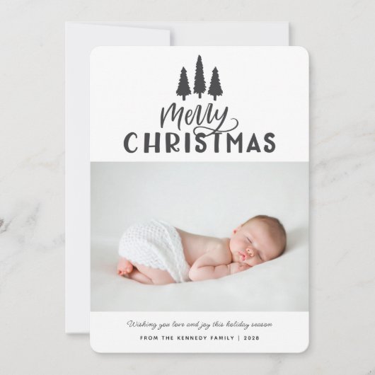 一モダンミニマル枚の写真のクリスマス素朴休暇 シーズンカード (正面)