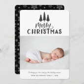 一モダンミニマル枚の写真のクリスマス素朴休暇 シーズンカード (正面/裏面)