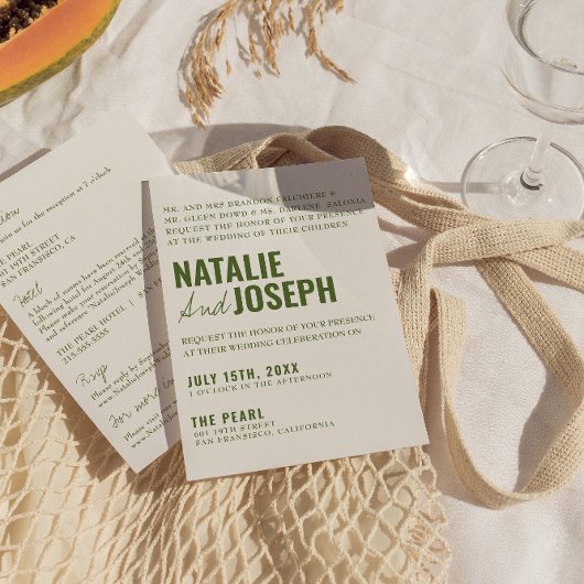 一モダン人の中でカラフルの上品で明るい結婚こと 招待状