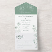 一モダン度の結婚式でワイルドフラワーを招待 オールインワン招待状 (内側)