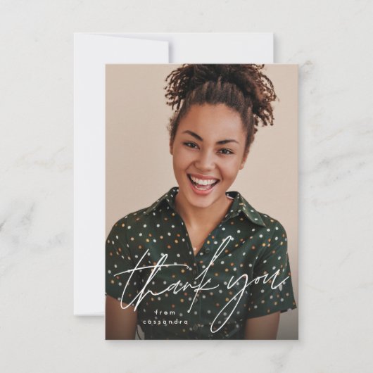 一モダン枚のシンプル写真の卒業 サンキューカード (正面)