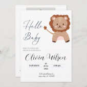 一モダン枚の写真で赤ちゃんシャワーを浴びる 招待状 (正面/裏面)