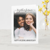 一モダン緒に永結婚遠の記念日の写真 カード (黄色い花)