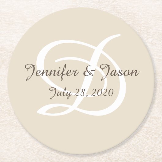 一モノグラムの連の紙 ラウンドペーパーコースター (正面)
