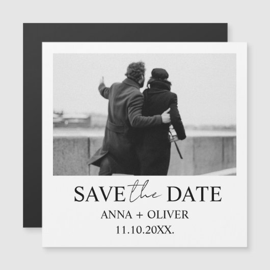 一ユニークつモダンのフォトスクリプトかわいい日付を保存 マグネット招待状 (正面/裏面)