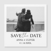 一ユニークつモダンのフォトスクリプトかわいい日付を保存 マグネット招待状 (正面)