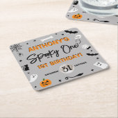 一不気味つ!ハロウィーン1回目の誕生日パーティー スクエアペーパーコースター (アングル)