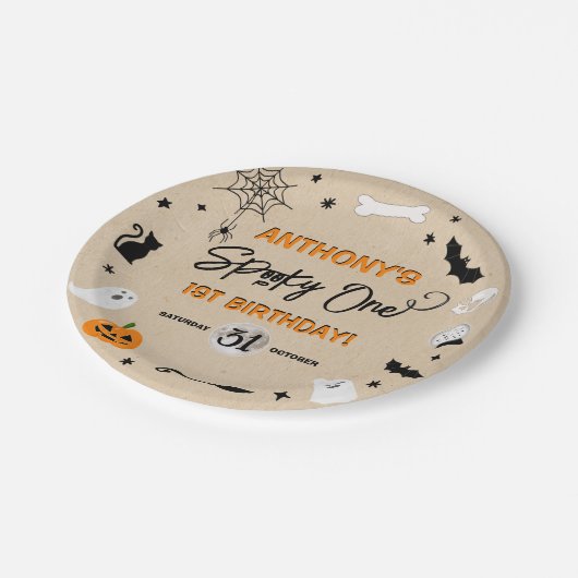 一不気味つ！ハロウィーン1回目の誕生日パーティー ペーパープレート (アングル)