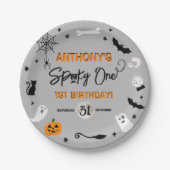 一不気味つ！ハロウィーン1回目の誕生日パーティー ペーパープレート (正面)