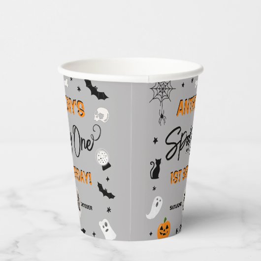 一不気味つ！ハロウィーン1回目の誕生日パーティー 紙コップ (右)