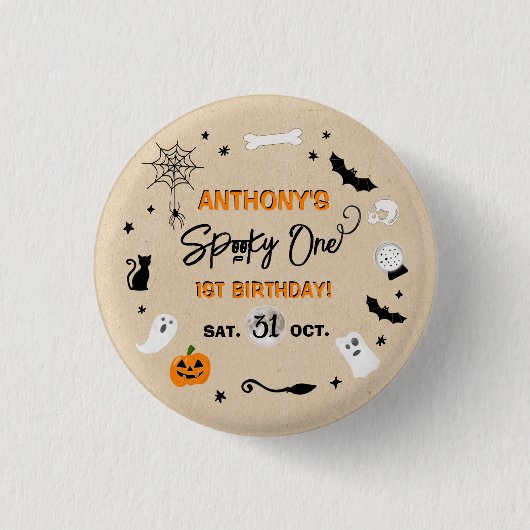 一不気味つ！ハロウィーン1回目の誕生日パーティー 缶バッジ (正面)