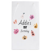 一不気味つ |ハロウィーン1回目の誕生日 |ピンクカボチャ スモールペーパーバッグ (裏面)