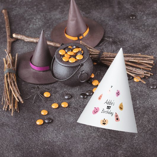 一不気味つ |ハロウィーン1回目の誕生日 |ピンクカボチャ パーティーハット