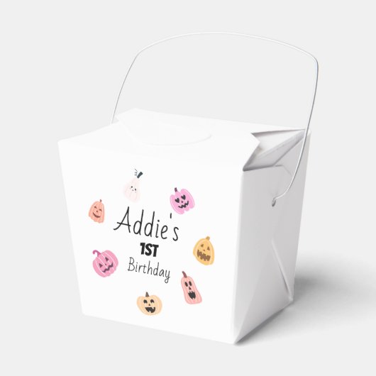 一不気味つ |ハロウィーン1回目の誕生日 |ピンクカボチャ フェイバーボックス (正面サイド)