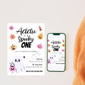 一不気味つ |ハロウィーン1回目の誕生日 |ピンクカボチャ 招待状