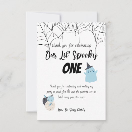 一不気味つ |ハロウィーン1回目の誕生日 |ブ不気味ルーズ サンキューカード (正面)