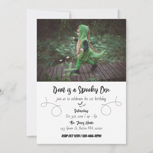 一不気味つ |ハロウィーン1回目の誕生日 |写真 招待状 (正面)