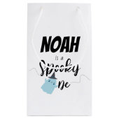 一不気味つ |ハロウィーン1回目の誕生日 |青ミニマル色 スモールペーパーバッグ (裏面)