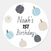 一不気味つ |ハロウィーン1回目の誕生日 | Blue Pumpkin ラウンドシール (正面)