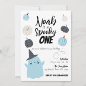 一不気味つ |ハロウィーン1回目の誕生日 | Blue Pumpkin 招待状 (正面)