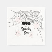 一不気味つ |ハロウィーンB-Dayナプキンス |ピンクの幽霊 スタンダードカクテルナプキン (正面)