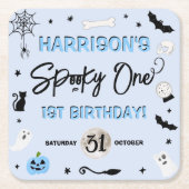 一不気味つ!男の子ハロウィーン1st誕生日パーティー スクエアペーパーコースター (正面)