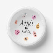 一不気味つ |誕生日の食器 |ピンクカボチャ ペーパーボウル (正面)