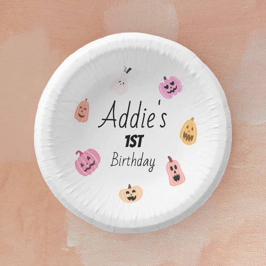 一不気味つ |誕生日の食器 |ピンクカボチャ ペーパーボウル