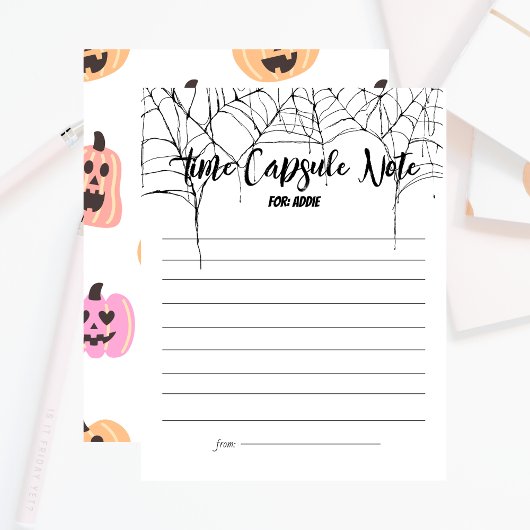 一不気味つ |誕生日タイムカプセルのメモ |ピンク ノートカード