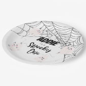 一不気味つ |誕生日プレート |ピンクの幽霊 ペーパープレート (アングル)