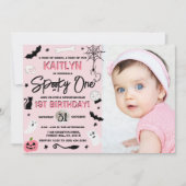 一不気味つ！Girls Halloween 1st Birthday Photo 招待状 (正面)
