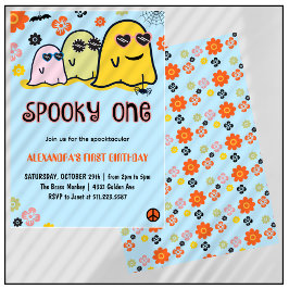 一不気味幽霊Groovy Halloween 1st誕生日 招待状
