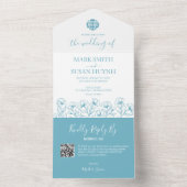 一中国のつのエレガント結婚式の招待のフローラ オールインワン招待状 (内側)