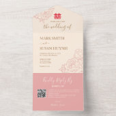 一中国のエレガントつの結婚式の招待で牡丹 オールインワン招待状 (内側)