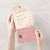 一中国のエレガントつの結婚式の招待で牡丹 オールインワン招待状 (貼ってはがせる)