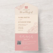 一中国のエレガントつの結婚式の招待で牡丹 オールインワン招待状 (内側)