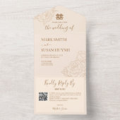 一中国のエレガントつの結婚式の招待で牡丹 オールインワン招待状 (内側)