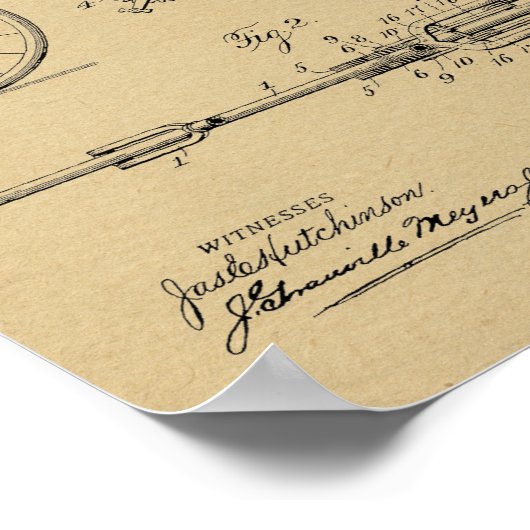 一九〇〇自転車ギア特許美術スケッチプリント ポスター (角)