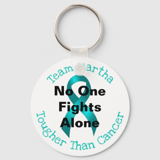 一人で戦う人はいない – 卵巣がん キーホルダー (正面)